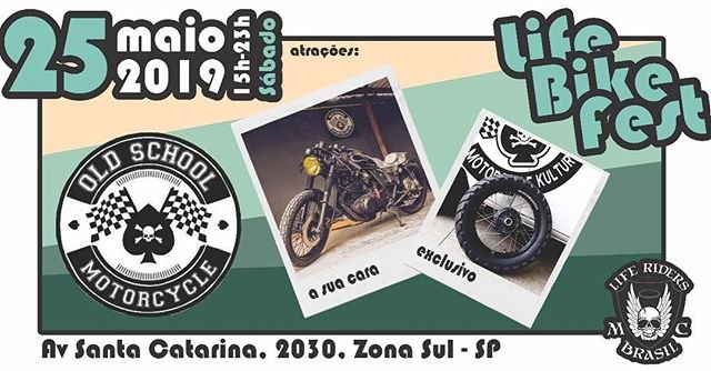 Motos customizadas, do seu jeito e com exclusividade. O Rey da Old School Motorcycle estará no *Life Bike Fest*! Sábado, 25/05/19, 15h-23h, Av Santa Catarina, 2030, Zona Sul, SP. *Life Riders MC*